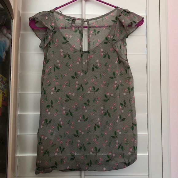 [5 for $25] Grey cherry see-through top - Picture 3 of 3